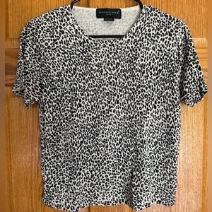 August Silk Knits 100% Silk Animal Print Blouse | Size L